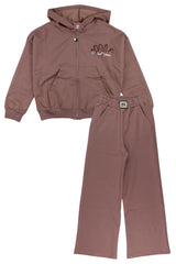 Girls' brown tracksuit Viollen 2223-6825-4