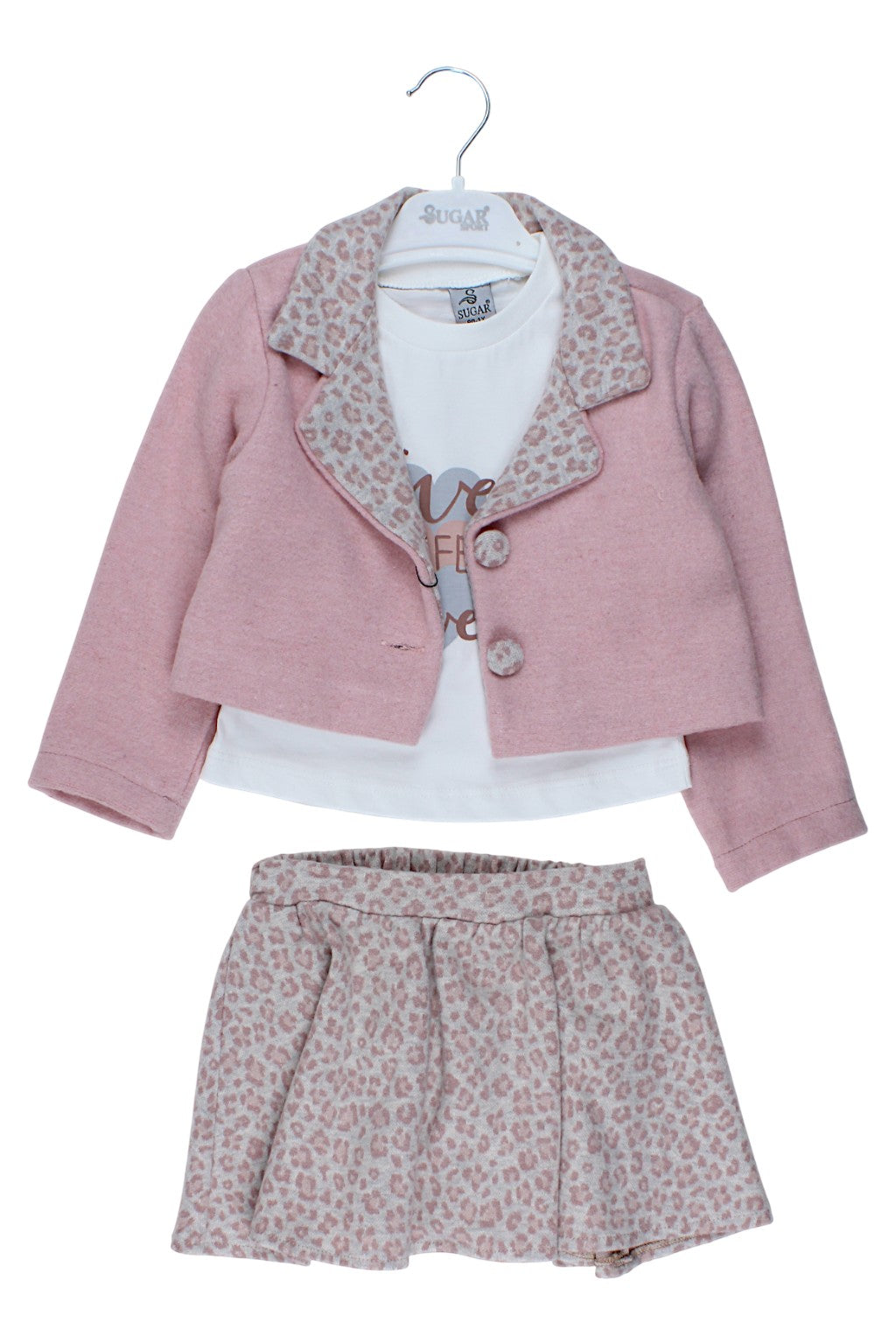 3-piece leopard print set, girly powder pink, Sugar 1038-51125