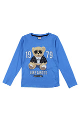 Boy's Teddy Bear blouse blue Ecrin 1143-6825-35