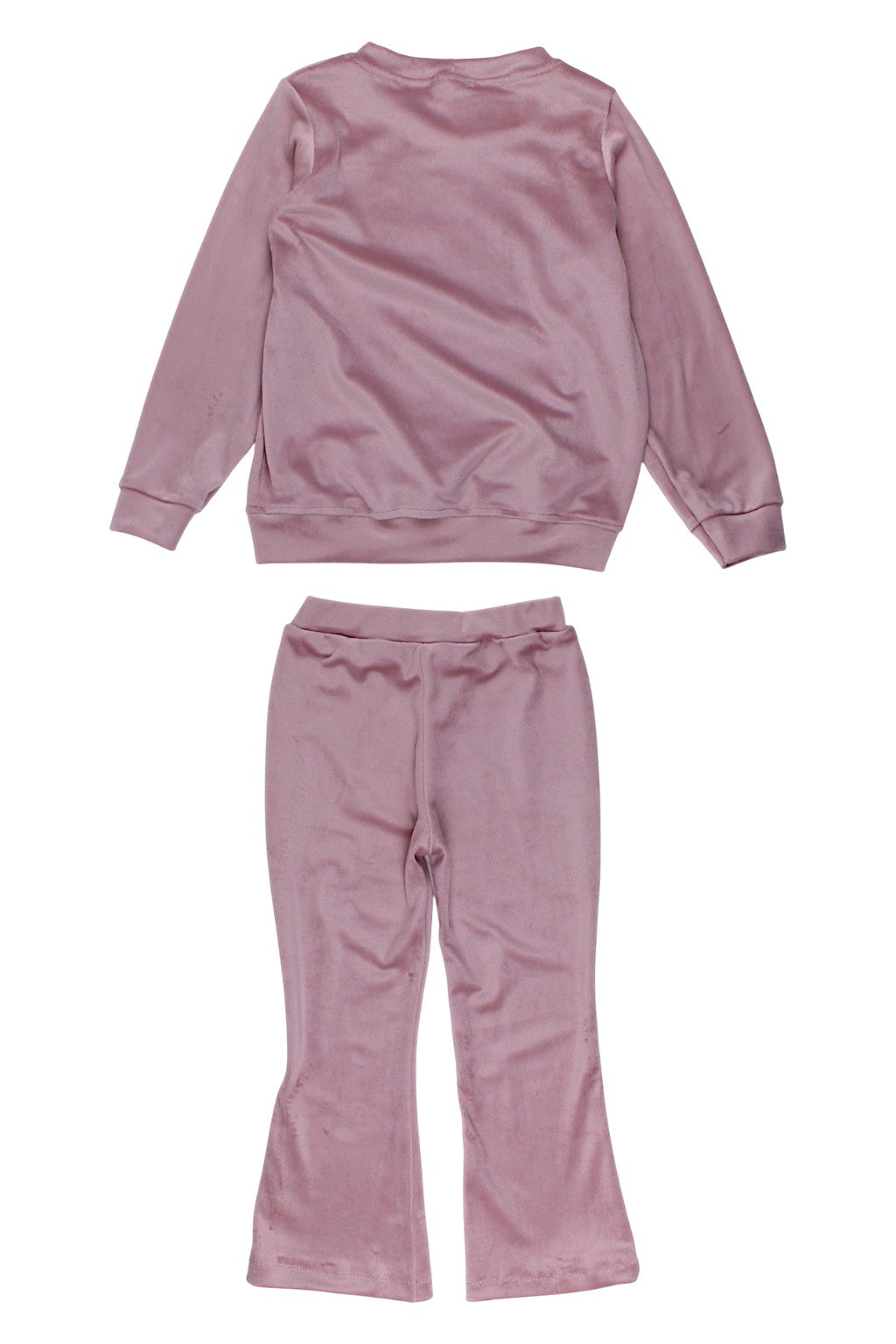 Velvet tracksuit with bell bottoms for girls, dirty pink Guliwerkids 1214-221025-5