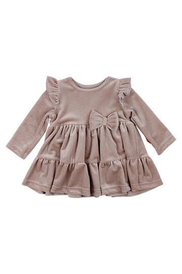 Girls' velvet dress, beige, Mona 1216-221025-1