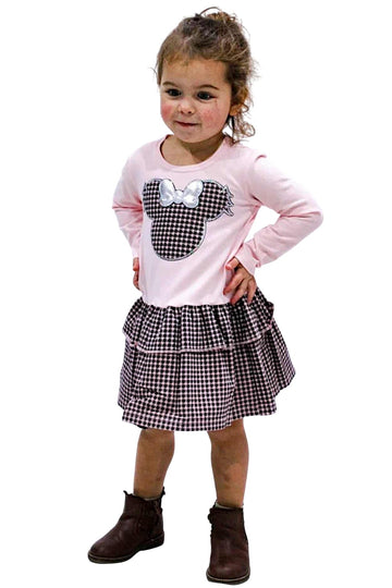 Girls' pink checkered dress Guliwerkids 1218-221025