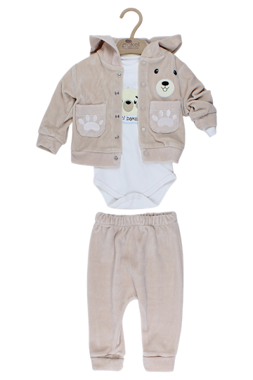 Mis velvet tracksuit for girls, beige, Pakel 1290-28825