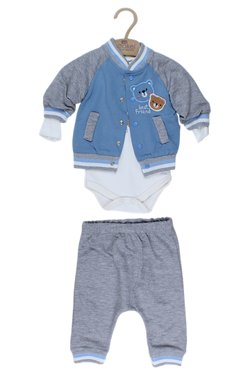Boy's blue Teddy bear bodysuit set Pakel 1344-27825-35