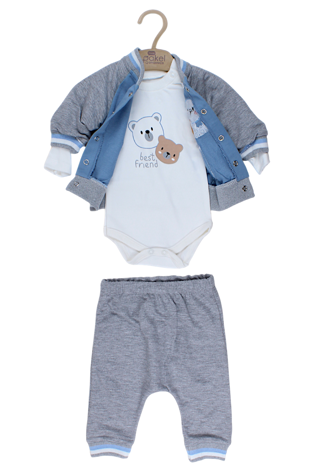 Boy's blue Teddy bear bodysuit set Pakel 1344-27825-35