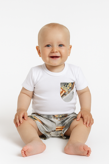 Boy's gray TIR bodysuit set Guliwerkids 1426-24625