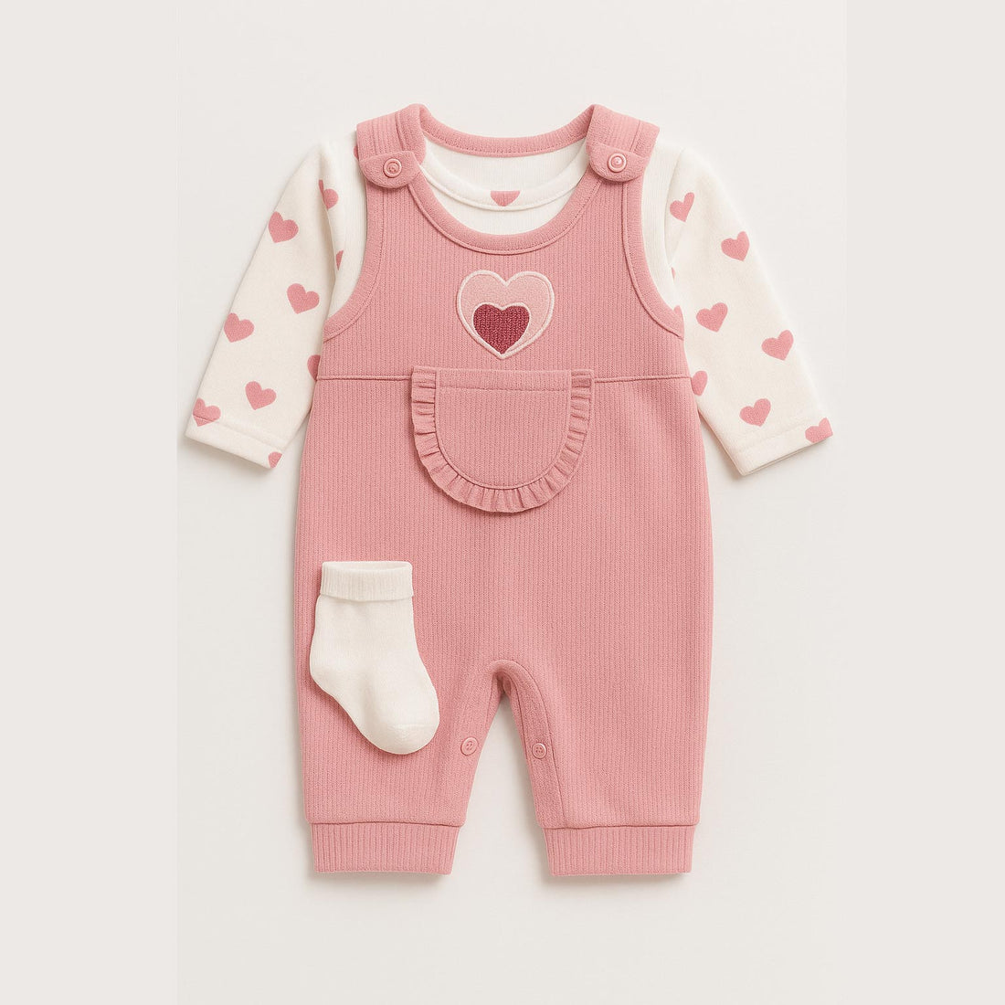 Set of bodysuit, shorts and socks for girls pink Nafitto 1459-16525-40