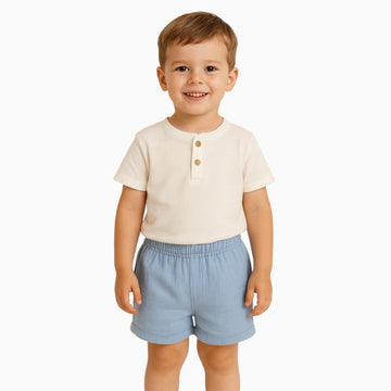 Boy's muslin set blue Ecra bebe 2202-15425-35