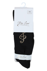 Girls' black tights with a treble clef and rhinestones Pier Lone 1544-291025