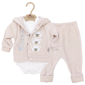 Velvet baby set for girls beige Pakel 1208-231024