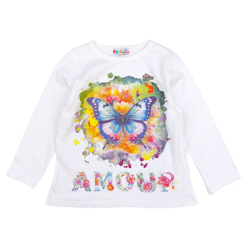 Cotton blouse butterfly girl cream Dassi 24898-19924