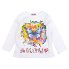 Cotton blouse butterfly girl cream Dassi 24898-19924