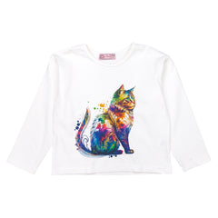 Cotton blouse kitten girl cream Your Word 465-30924