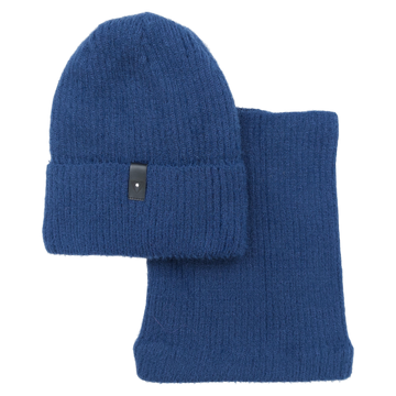 Set of hat with snood alpaca girl navy blue Grans KA-27-241024-23