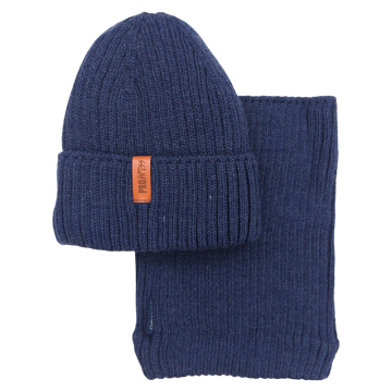 Set of hat with snood for boys navy blue Grans BT25-241024-23