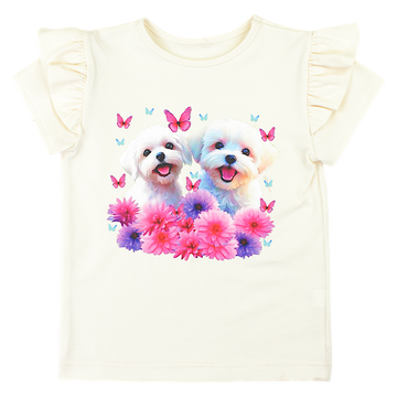 Girls' blouse dogs light beige Guliwerkids 2025-11-7325-61