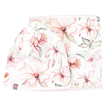 Set of hat and scarf in girlish flowers, pink Panek 2028-11-7325-40