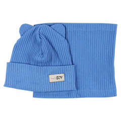 Boy's hat and scarf set blue Guliwerkids 2032-17-14325-35