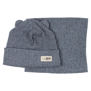Boy's hat and scarf set gray Guliwerkids 2032-17-14325-42