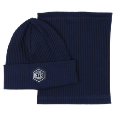 Boy's hat and scarf set navy blue Guliwerkids 2033-17-14325-23