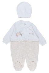 Beige sleepsuit and hat set for girls Bebelinna 2036-6825-1