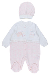 Pink baby romper and hat set for girls Bebelinna 2036-6825-40