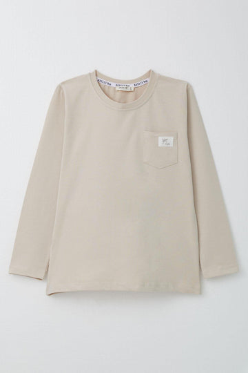 Boy's beige pocket blouse Breeze 20813-12925