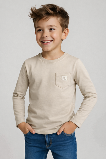 Boy's beige pocket blouse Breeze 20813-12925