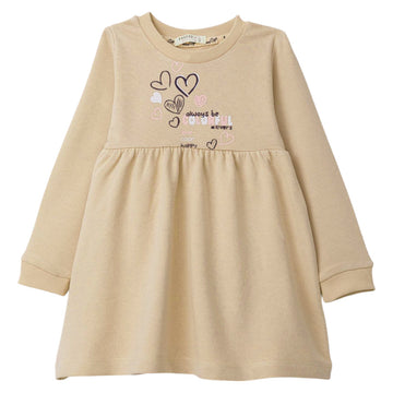 Girls' cotton dress hearts beige Breeze 20837-30924