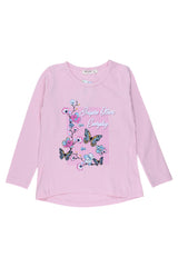 Girls' tunic with flowers and butterflies, pink, Breeze 21054-81025-40