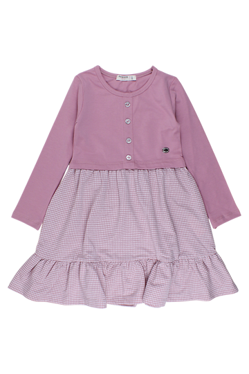 Girls' powder pink checkered dress Breeze 21094-12925