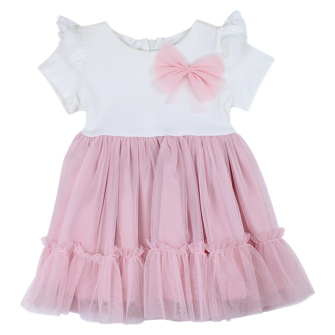 Pink ruffle dress, girly powder pink, Guliwerkids 2820-6525-39
