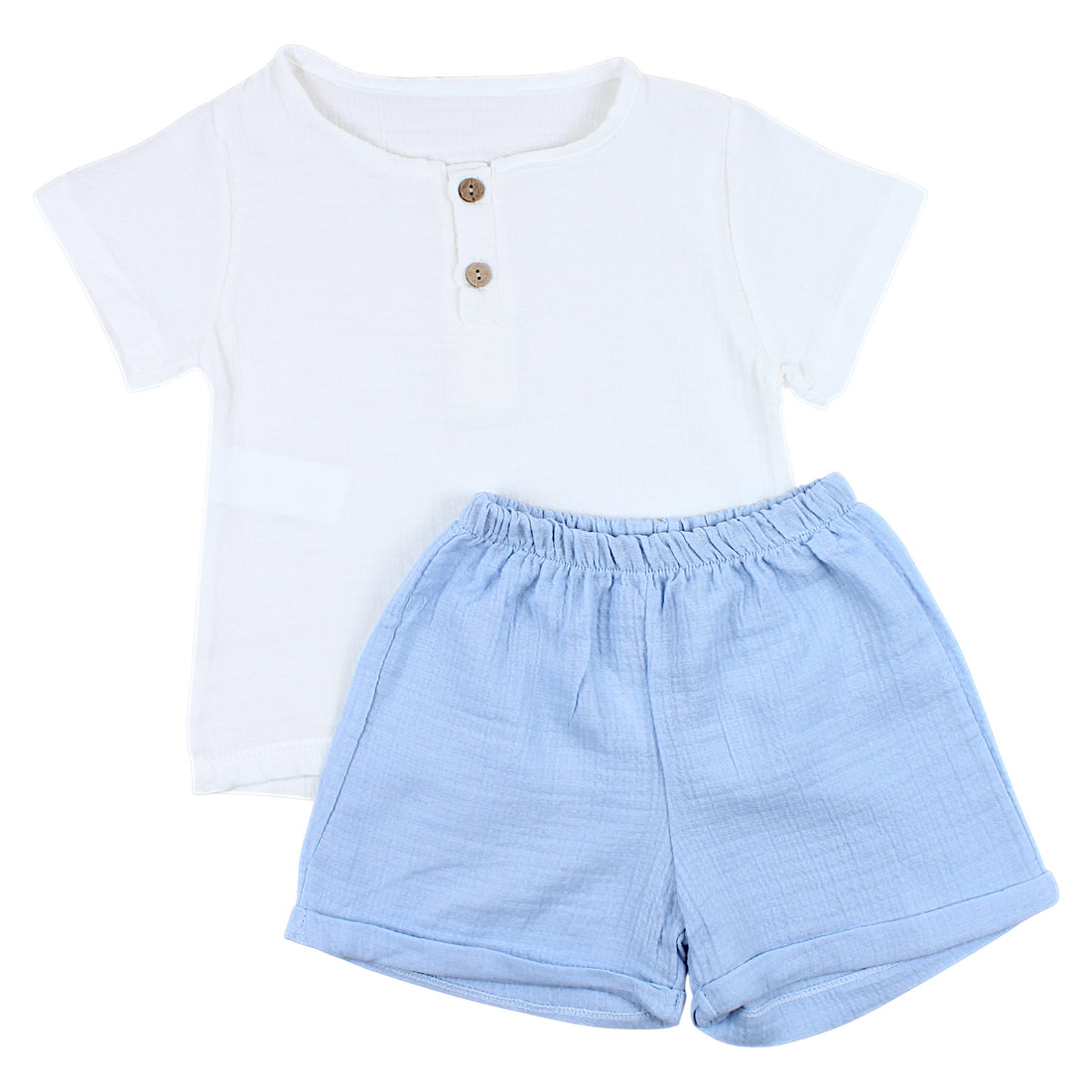 Boy's muslin set blue Ecra bebe 2202-15425-35