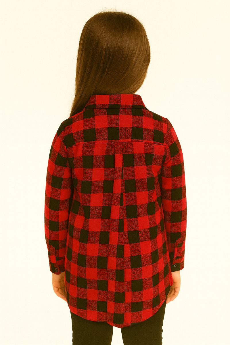 Koszula kratka dziewczęca czerwony Lambda 2325-111225