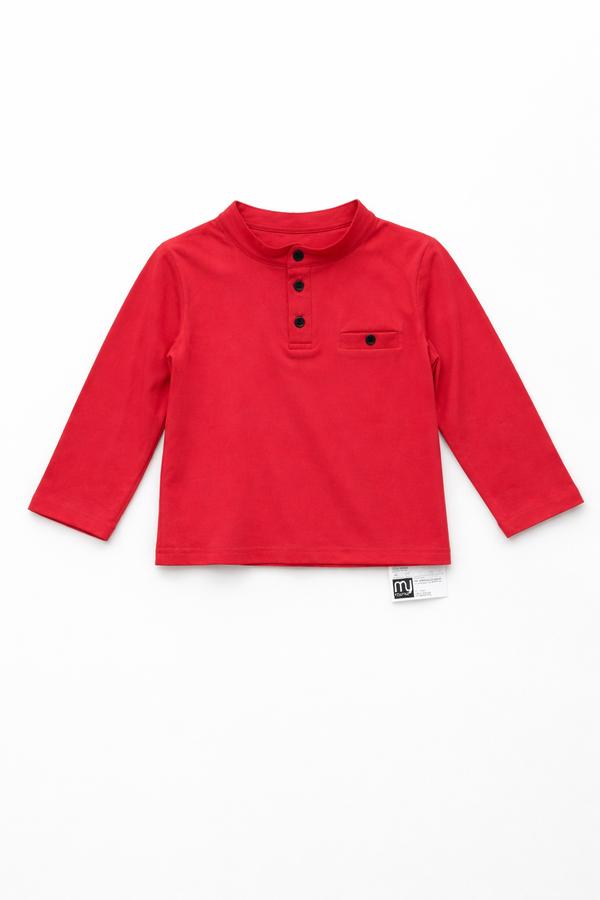 Bluzka bawełniana stójka chłopięca czerwony Mimi 2337-111225