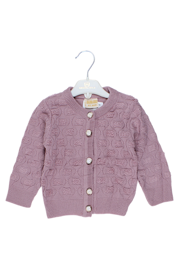 Girls' cardigan, heather, Angora gold, 2420-11925