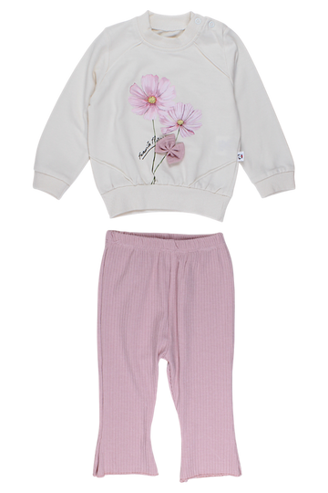 Girl's powder pink bell-bottom set Anilco baby 2503-27825