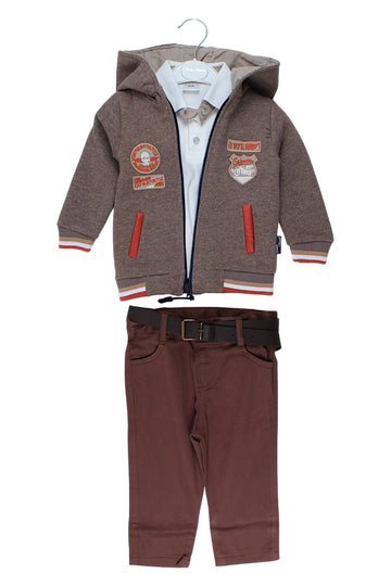 3-piece formal set for boys, brown, Baby Small 2541-291025-4