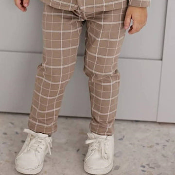 Beige Royal Kids Checkered Trousers 2821-6525-1