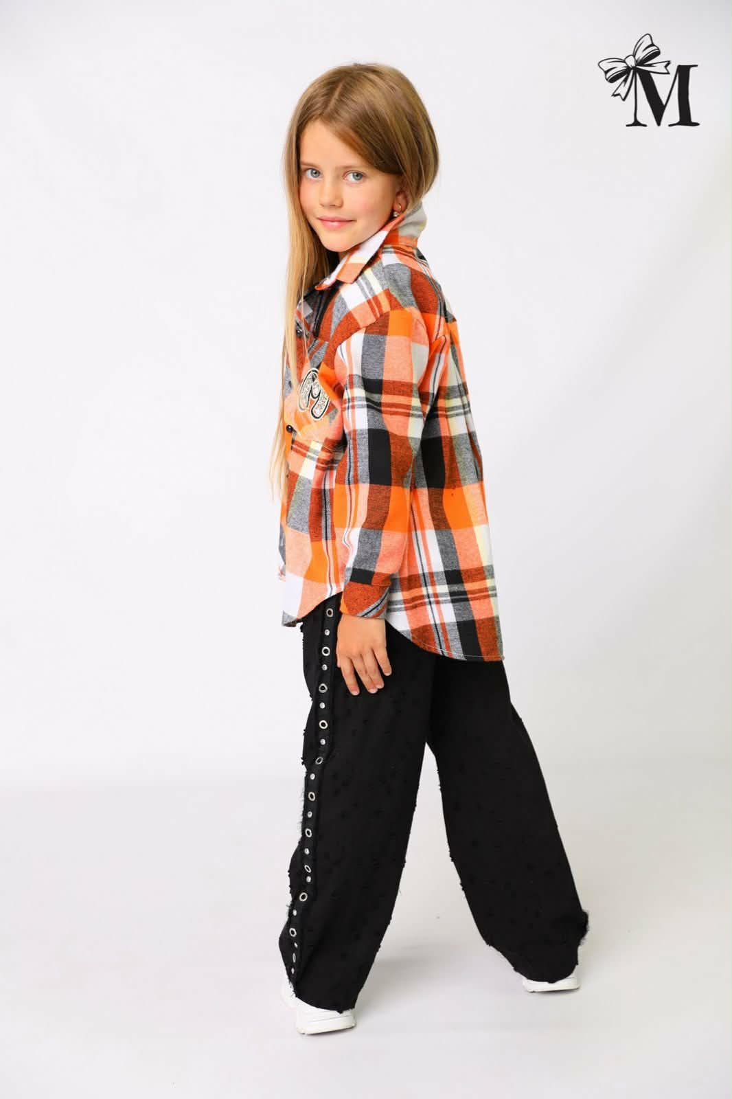 Koszula krata dziewczęca pomarańcz MałaMi 867-31726-51