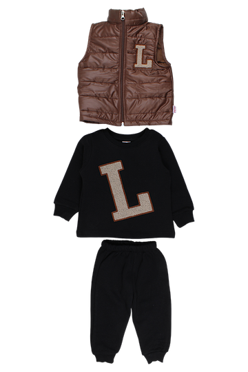 Boy's insulated tracksuit with vest, black, Cuf cuf 320-11925-14