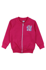 Girls' fuchsia zip-up sweatshirt with a stand-up collar Ossy 3232-6825