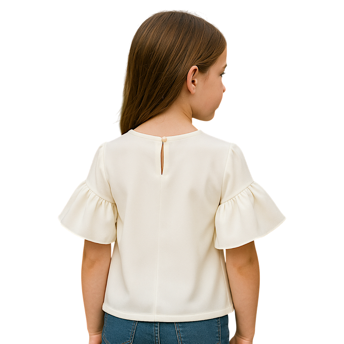 Elegant white blouse for girls, cream Sugar 3428-30525-8