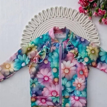 Girls' pink flowers zip-up sweatshirt Guliwerkids 3906-15425-40