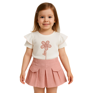Lumia Baby 4005-30525 skirt-shorts set with blouse, powder pink for girls