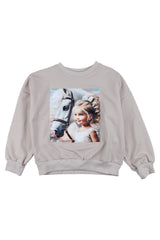 Beige girl's sweatshirt with a horse Guliwerkids 4119-221025-1