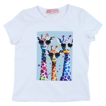Girls blouse 3 giraffes white Your Word 4323-28425-3