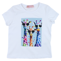 Girls blouse 3 giraffes white Your Word 4323-28425-3