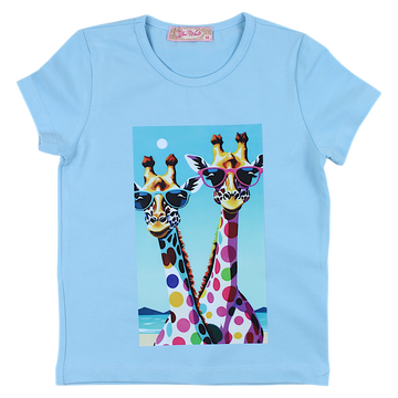 Cheerful blouse 2 giraffes girl blue Your Word 4323-28425