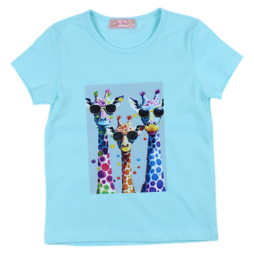 Girls' blouse 3 giraffes turquoise Your Word 4323-28425-44
